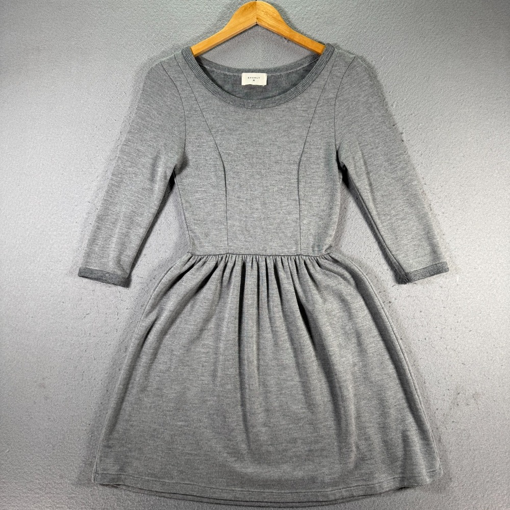 Everly A-Line Long Sleeve Dress Womens Small Gray Comfort Classic Made in‎ USA